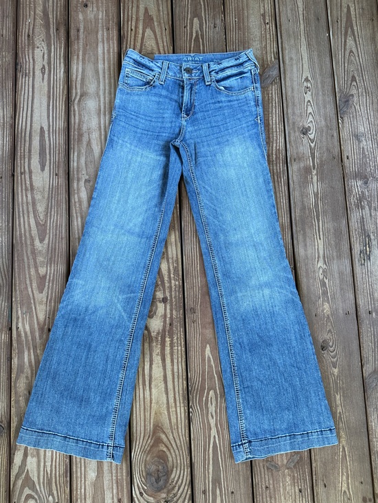 Ariat Denim - Ariat Women’s Trouser Jeans 27R Light Wash Wide Leg Western Denim